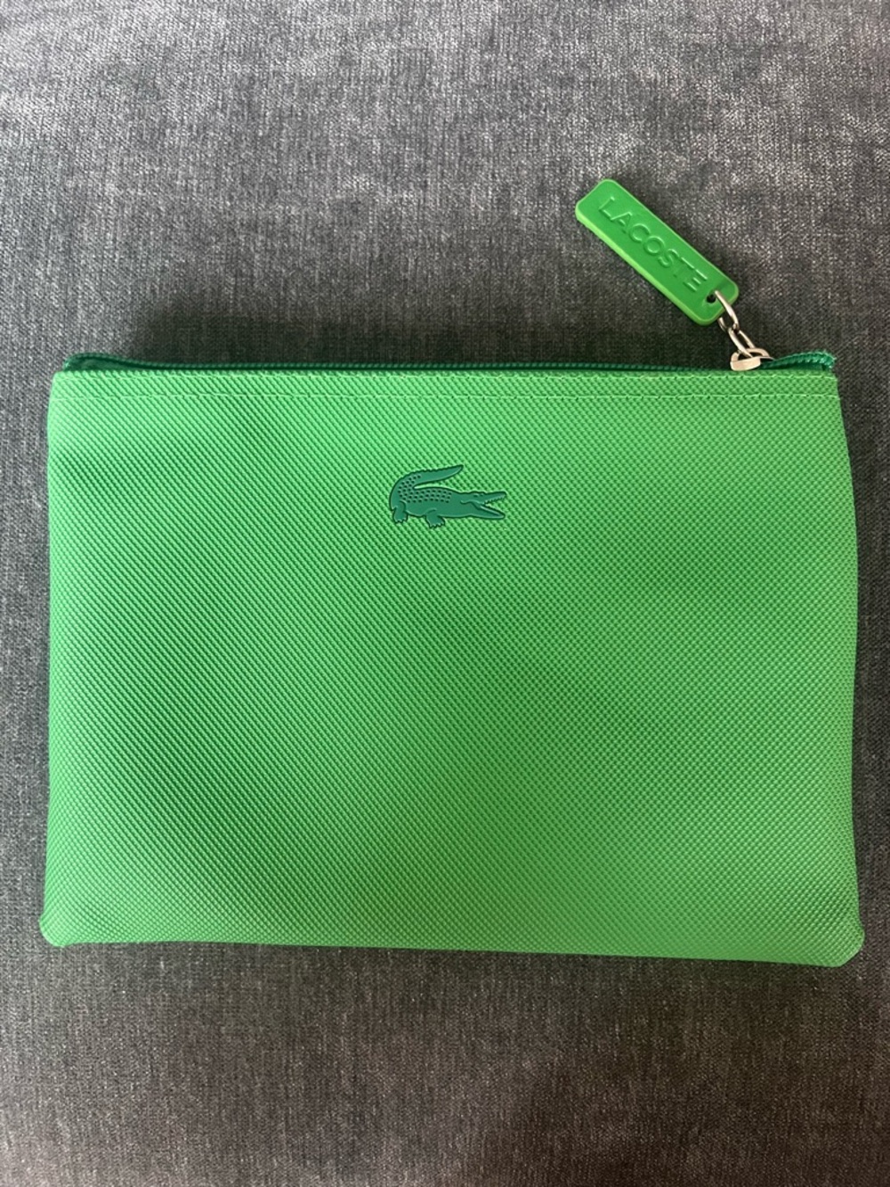 Lacoste Bright Green Textured Toiletry Pouch 🐊